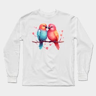 Valentine Kissing Lovebird Couple Long Sleeve T-Shirt